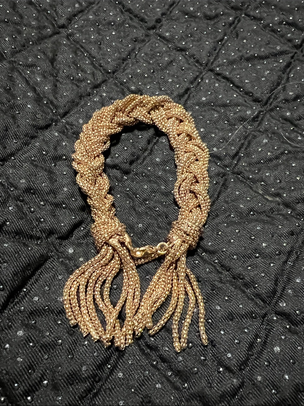 ✨ Stunning Vintage Braided Multi-Strand Gold Ball Chain Tassel Bracelet